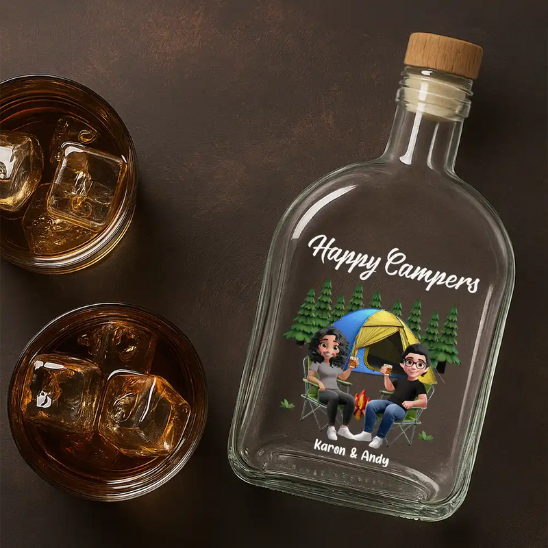 Camping,Campsite,Gift For Couples,Happy,Gift For Husband,Gift For Girlfriend,Gift For Boyfriend,Gift For Wife - Making Memories One Campsite At A Time - Personalized Whiskey Bottle