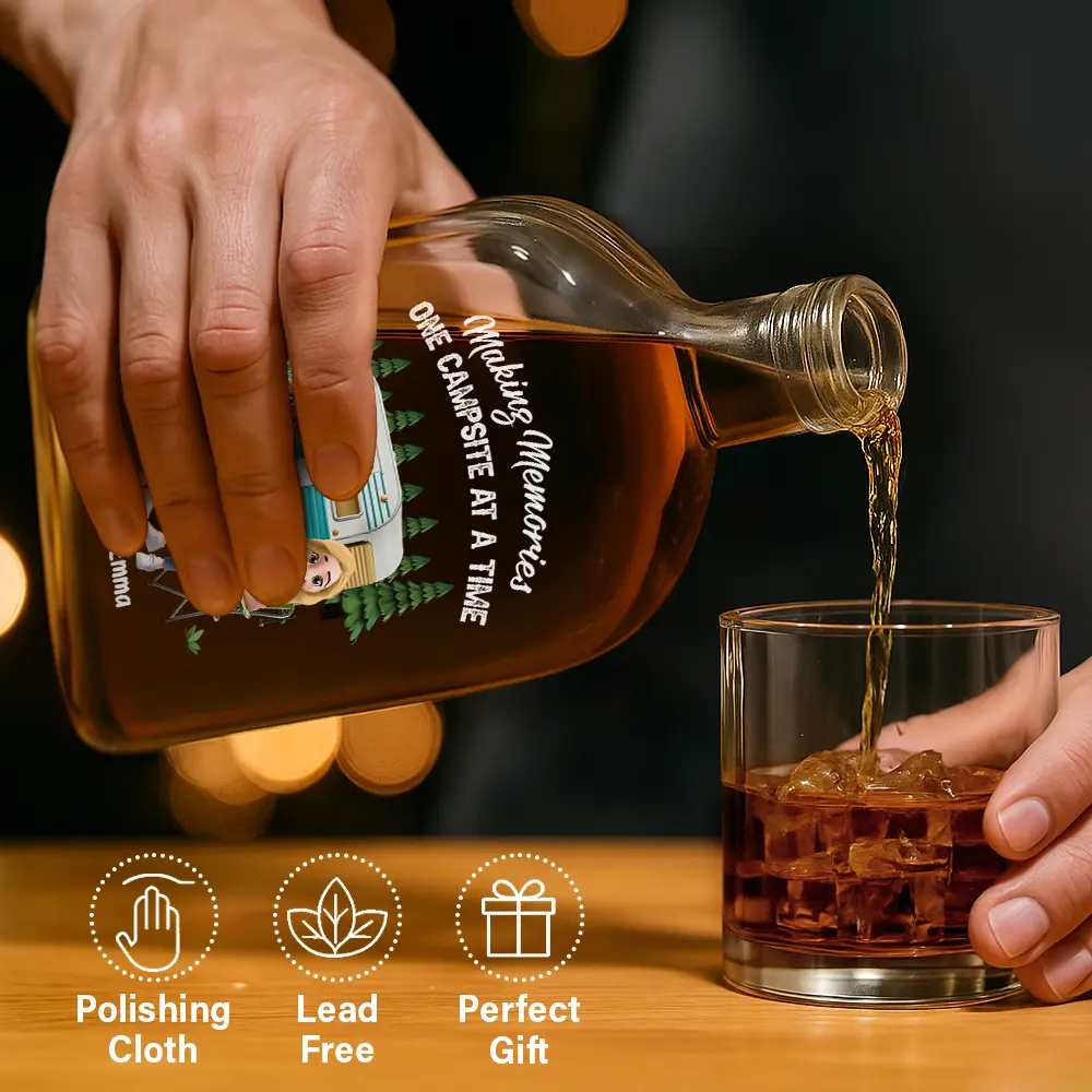 Camping,Campsite,Gift For Couples,Happy,Gift For Husband,Gift For Girlfriend,Gift For Boyfriend,Gift For Wife - Making Memories One Campsite At A Time - Personalized Whiskey Bottle