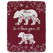 Gift For Mother,Love - Mama Bear We Love You - Personalized Fleece Blanket, Sherpa Blanket