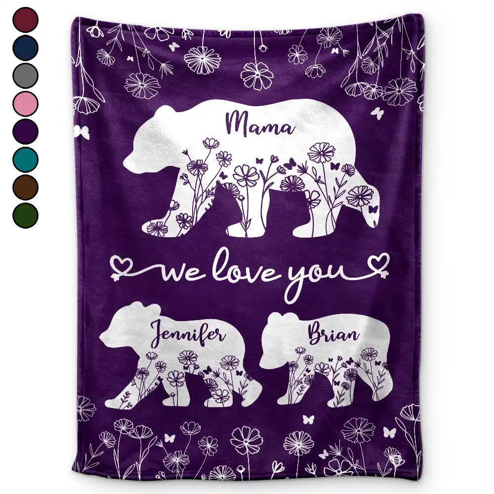 Mama Bear We Love You - Personalized Fleece Blanket, Sherpa Blanket
