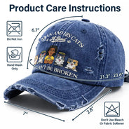 Gift For Men,Gift For Women,Pet Lovers,Dog Mom,Dog Dad,Dog Lovers,Cat Dad,Cat Lovers,Cat Mom,Non-Eng,Vector,Playful - Man And His Dogs Cats A Bond That Can't Be Broken - Personalized Distressed Cap
