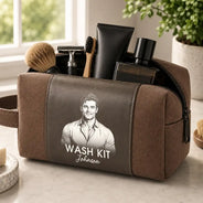 Confident,Gift For Men,Gift For Yourself,Custom Text - Man Stuff - Personalized Leather Canvas Toiletry Bag