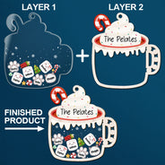 Christmas, Family, Happy - Marshmallows Family Cute Keepsake - Personalized 2-Layered Mix Ornament