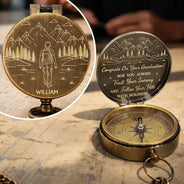 Graduation,Happy,Gift For Boyfriend,Gift For Girlfriend,Gift For Yourself,Gift For Women,Gift For Men,Gift For Daughter,Gift For Son,Gift For Sibling,Gift For Sisters,Gift For Brothers,Gift For Bestie,Gifts For Colleagues - May You Always Trust Your Journey - Personalized Engraved Brass Compass