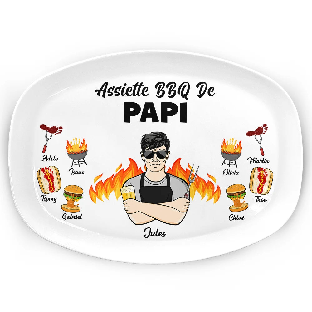 Gift For Father,Grilling,French,Top Market,Non-Eng,Proud,Vector - Meilleur Maître Du BBQ - Assiette Personnalisée