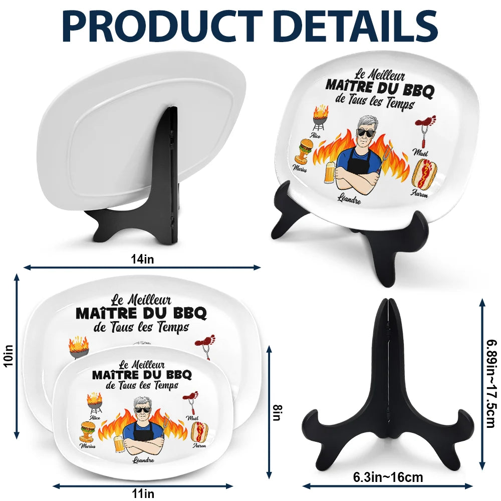 Gift For Father,Grilling,French,Top Market,Non-Eng,Proud,Vector - Meilleur Maître Du BBQ - Assiette Personnalisée