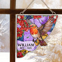Sad, Memorial, Family, Parents, Gift For Grandparents, Gift For Sibling - Memorial Bird Family Dad Mom - Personalized Window Corner Suncatcher