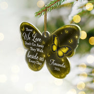 Sentimental,Christmas,Family,Memorial,Icon - Memorial Butterfly Those We Love Don't Go Away - Personalized Custom Shaped Acrylic Ornament