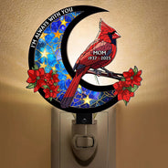 Memorial, Gift For Yourself, Gift For Women, Gift For Men, Sad - Memorial Cardinal On The Moon - Personalized Plug-in Night Light