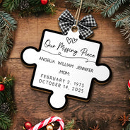 Memorial,Gift For Women,Gift For Men,Family,Sad,Top Market - Memorial Family Our Missing Piece - Personalized Custom Shaped Wooden Ornament