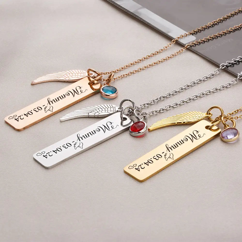 Gift For Mother, Memorial, Love - Memorial Mom Grandma Birth Month Gemstone - Personalized Birthstone Charm Necklace