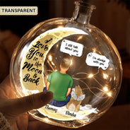 Christmas,Pet Memorial,Sympathetic,Pet Lovers,Memorial,Vector - Memorial Pet I Love You To The Moon And Back - Personalized Round Flat Bottle Light