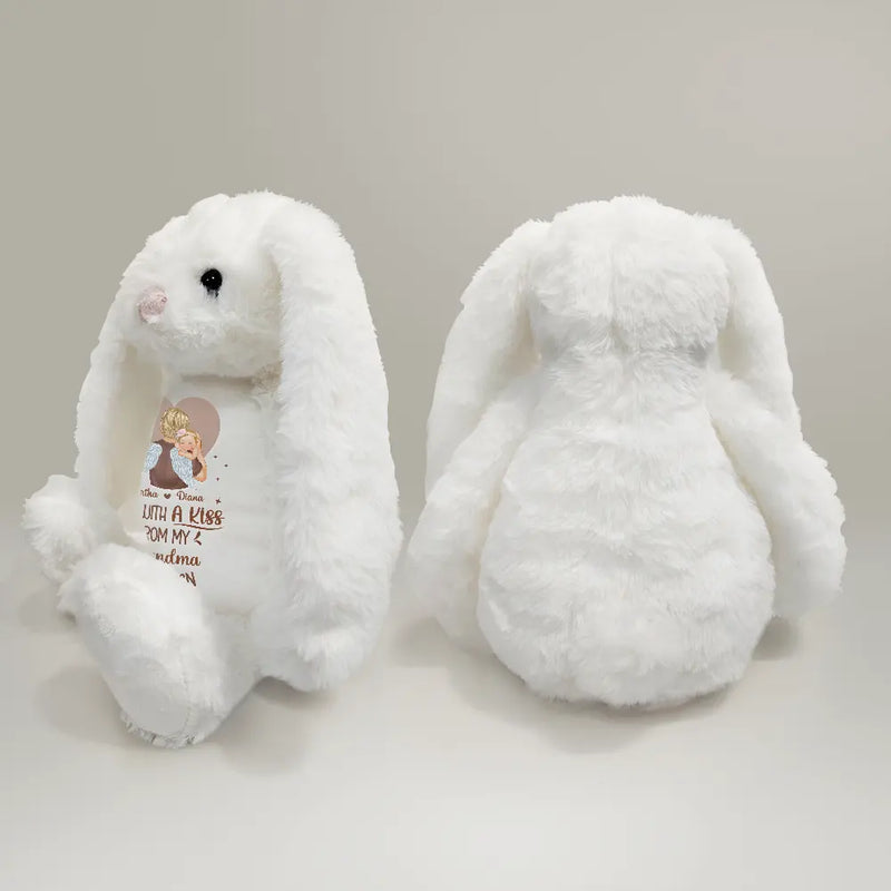 Memorial,Pregnant Mom,New Mom,New Dad,New baby,Parents - Memorial Sent With A Kiss From My Great Grandma In Heaven - Personalized Soft Toy Bunny
