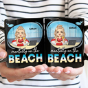 Gift For Yourself,Gift For Women,Gift For Men,Beach,Summer,Funny - Mentally On The Beach - Personalized Black Mug