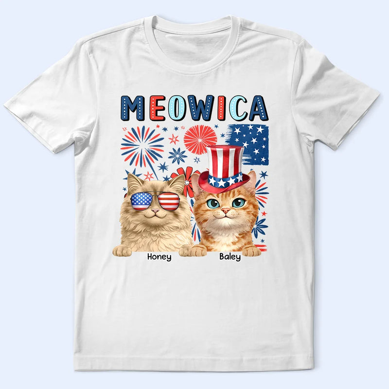 Funny,Cat Lovers,Pet Lovers,Independence Day - Meowica Independence Day - Personalized T Shirt
