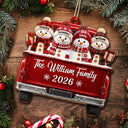 Christmas,Family,Icon,Happy - Merry Christmas Happy Snowman Family - Personalized Custom Shaped Wooden Ornament