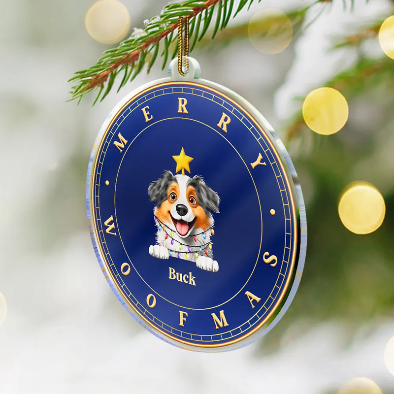 Merry Woofmas 3D Dog Cat - Personalized Custom Shaped Acrylic Ornament