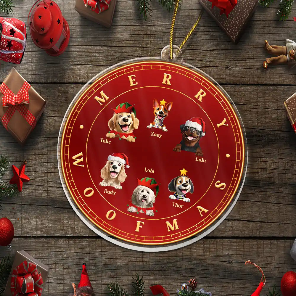 Merry Woofmas 3D Dog Cat - Personalized Custom Shaped Acrylic Ornament