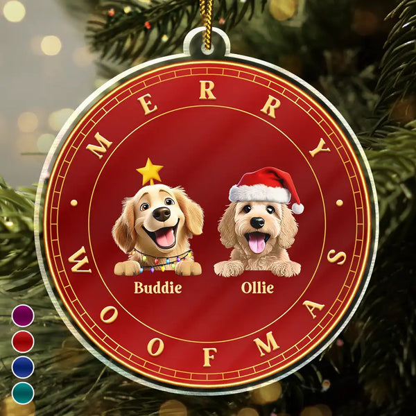 Merry Woofmas 3D Dog Cat - Personalized Custom Shaped Acrylic Ornament