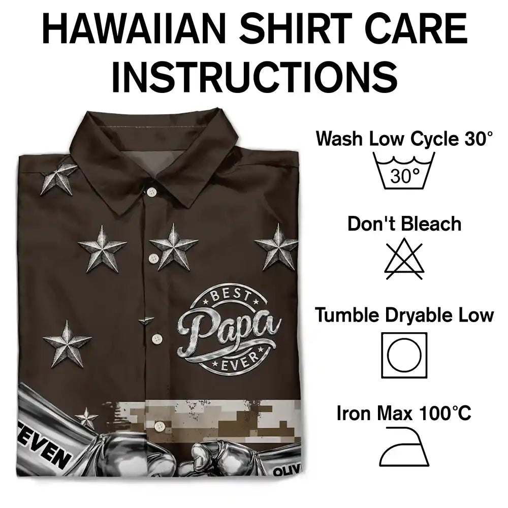 Gift For Father,Gift For Grandpa,Independence Day,Summer,Icon,Confident - Metal Effect Best Dad Grandpa Ever - Personalized Hawaiian Shirt