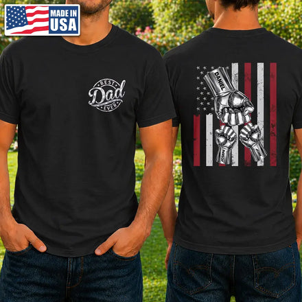 Metal Effect Best Dad Grandpa Ever - Personalized T Shirt