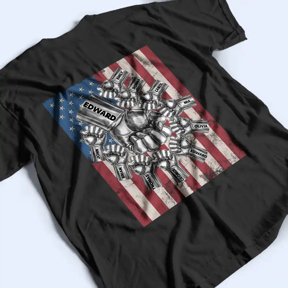 Gift For Father,Gift For Grandpa,Independence Day,Icon,Confident - Metal Effect Best Dad Grandpa Ever - Personalized T Shirt