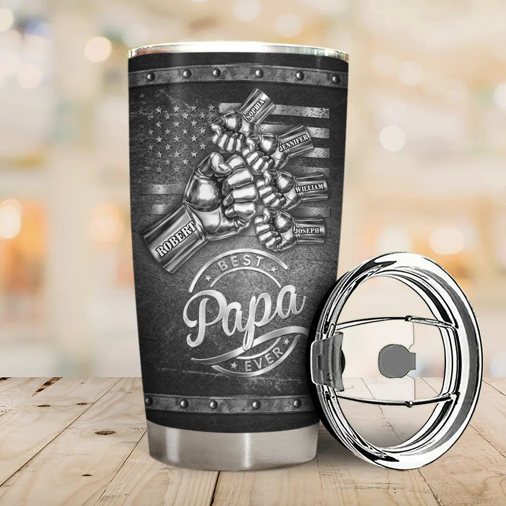 Gift For Father,Gift For Grandpa,Independence Day,Icon,Confident - Metal Effect Best Dad Grandpa Ever - Personalized Tumbler
