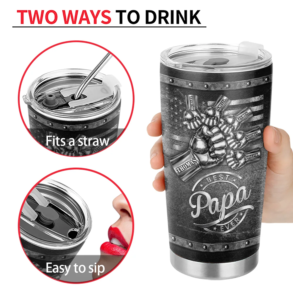 Gift For Father,Gift For Grandpa,Independence Day,Icon,Confident - Metal Effect Best Dad Grandpa Ever - Personalized Tumbler