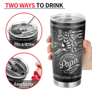 Gift For Father,Gift For Grandpa,Independence Day,Icon,Confident - Metal Effect Best Dad Grandpa Ever - Personalized Tumbler