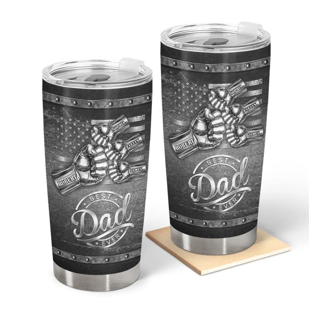 Metal Effect Best Dad Grandpa Ever - Personalized Tumbler