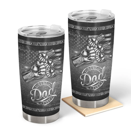 Metal Effect Best Dad Grandpa Ever - Personalized Tumbler