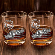Gift For Father,Gift For Grandpa,Independence Day,Icon,Proud - Metal Effect Best Dad Grandpa Ever - Personalized Whiskey Glass