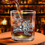 Gift For Father,Gift For Grandpa,Independence Day,Icon,Proud - Metal Effect Best Dad Grandpa Ever - Personalized Whiskey Glass