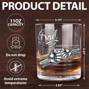 Gift For Father,Gift For Grandpa,Independence Day,Icon,Proud - Metal Effect Best Dad Grandpa Ever - Personalized Whiskey Glass
