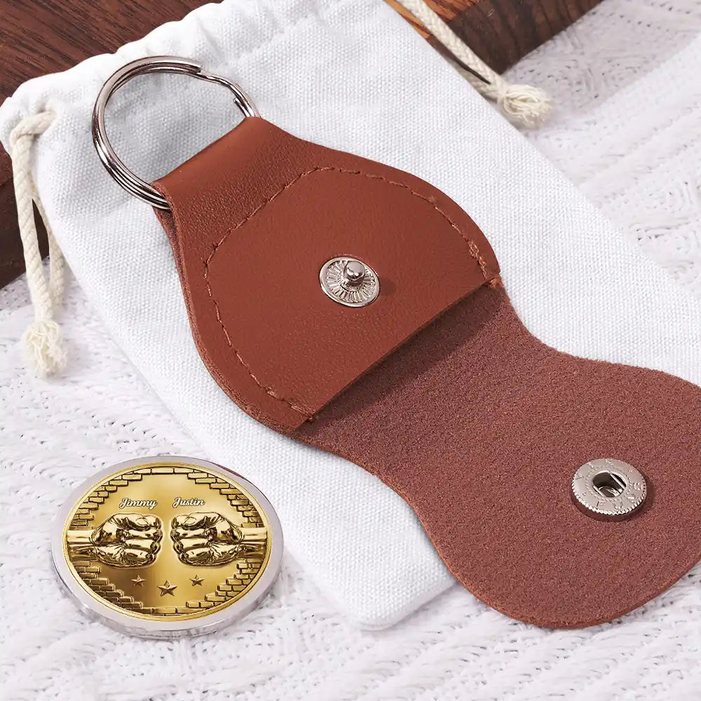 Gift For Brothers,Cousin,Gift For Sibling,Gift For Father,Gift For Husband,Gift For Grandpa,Gift For Son,Gift For Grandkids,Gift For Men,Non-Eng,Icon,Humorous - Metal Effect Congrats On Being My Brother - Personalized Leather Pocket Hug