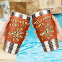Gift For Father,Top Market,Gift For Grandpa,Non-Eng,Icon,Confident - Metal Effect Hand Punch Best Dad Ever - Personalized Leather Tumbler
