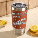 Gift For Father,Top Market,Gift For Grandpa,Non-Eng,Icon,Confident - Metal Effect Hand Punch Best Dad Ever - Personalized Leather Tumbler