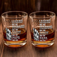 Gift For Grandpa,Gift For Father,Gift For Men,Happy,Proud - Metal Effect Legend Husband Dad Grandpa - Personalized Whiskey Glass