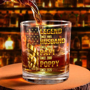 Gift For Grandpa,Gift For Father,Gift For Men,Happy,Proud - Metal Effect Legend Husband Dad Grandpa - Personalized Whiskey Glass