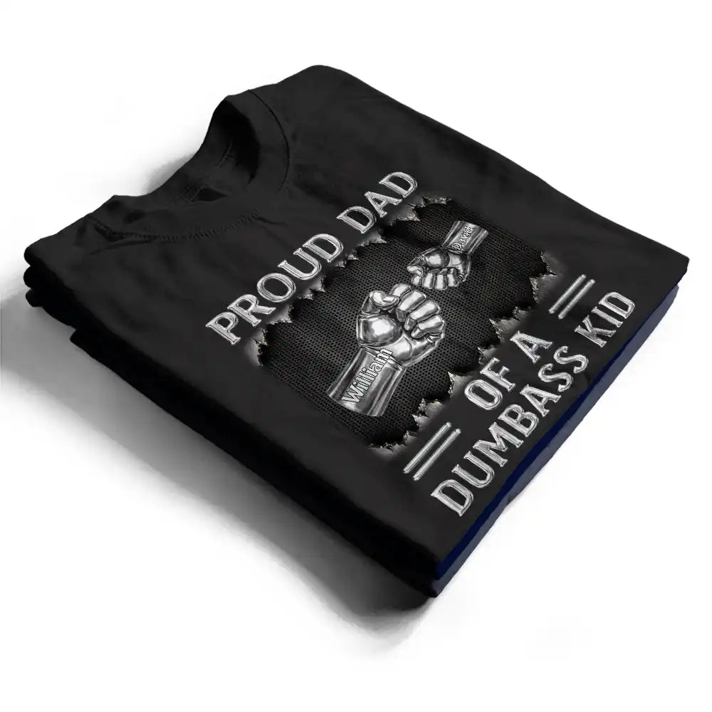 Gift For Father,Proud,Icon - Metal Effect Proud Dad Of A Few Kids - Personalized T Shirt