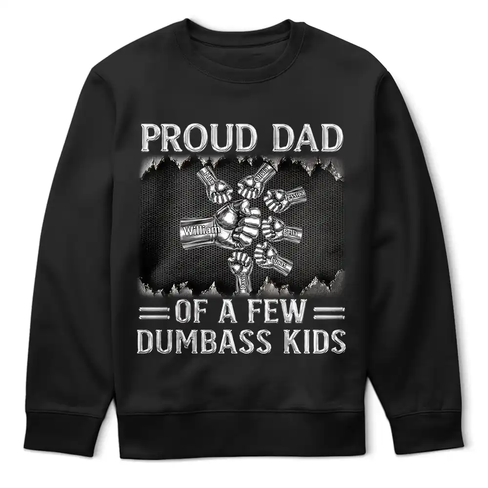 Gift For Father,Proud,Icon - Metal Effect Proud Dad Of A Few Kids - Personalized T Shirt
