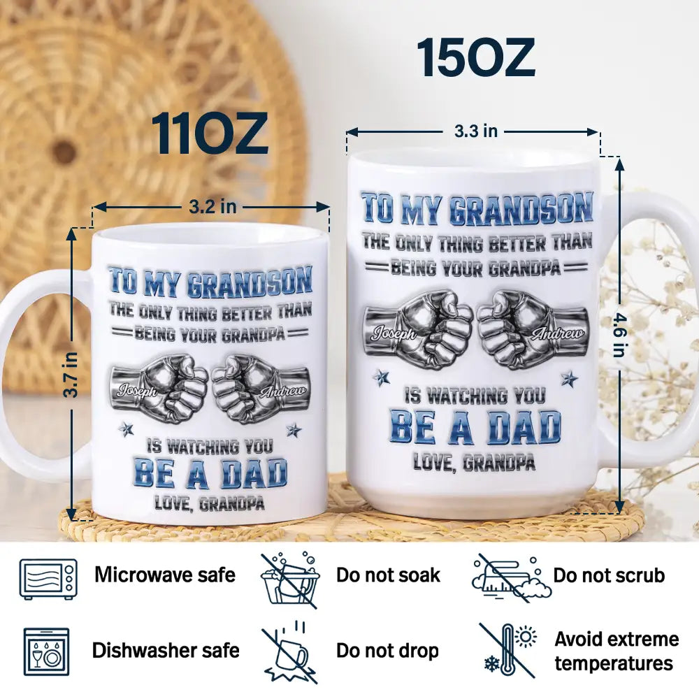 Gift For Son,Top Market,Gift For Grandkids,Proud - Metal Effect Watching You Be A Dad - Personalized White Edge-to-Edge Mug