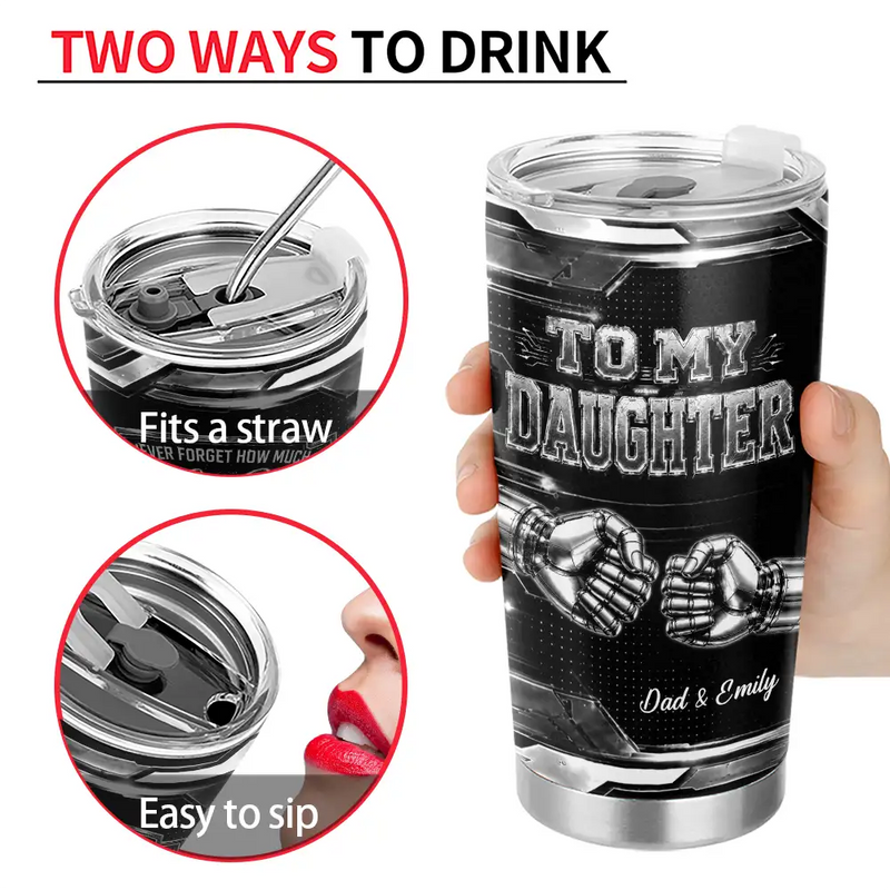 Top Market,Gift For Son,Dad - Son (Adult),Gift For Father,Gift For Children,Inspirational,Custom Text - Metallic Effect Just Do Your Best My Son My Daughter - Personalized Tumbler