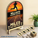 Gift For Yourself,Gift For Men,Gift For Women,Happy - Miles Run This Year - Personalized 2-Layered Wooden Tracker Sign