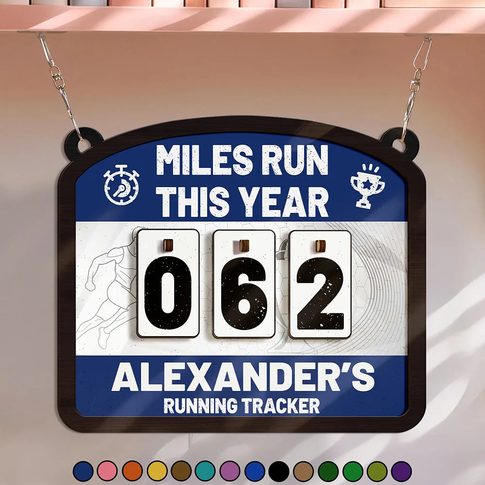 Miles Run This Year - Personalized Hanging Tracker Sign