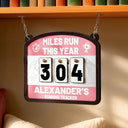 Gift For Women, Gift For Men, Gift For Yourself, Happy - Miles Run This Year - Personalized Hanging Tracker Sign