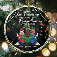 Christmas, Gift For Bestie, Happy - Million Little Things Friendship - Personalized Circle Glass Ornament