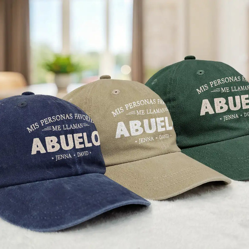 Gift For Yourself,Gift For Men,Gift For Grandpa,Gift For Father,Gift For Mother,Gift For Grandma,Spanish,Love - Mis Personas Favoritas Me Llaman Papá - Gorra De Denim Lavado Vintage Personalizada