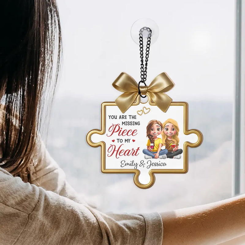 Gift For Couples,Gift For Husband,Gift For Wife,Gift For Boyfriend,Gift For Girlfriend,Love - Missing Pieces To My Heart - Personalized Window Hanging Suncatcher Ornament