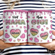 Gift For Mother,Gift For Grandma,Happy - First Mom Now Grandma Heart Icon, 3D Inflated Effect Printed - Personalized White Edge-to-Edge Mug